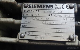 SIEMENS ELEKTROMOTOR 1LA0180L04-6351  22kW - 4