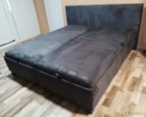 siva polohovatelna manzelska postel 180x200x52 cm - 4