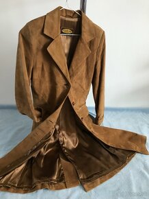 Elegantný dlhý kožený kabát / sako - 4