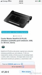 Chladiaca podložka pod notebook, USB - 4