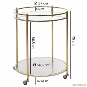 Servírovací stolík / vozík zlatý / konferenčný stolík - 4