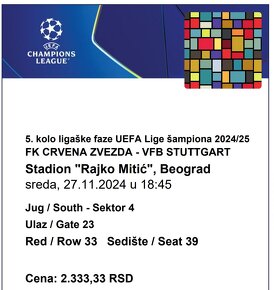 Lístky Liga Majstrov 27.11.2024 - 4