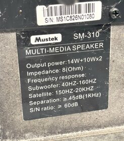 Mustek SM-310  reproduktory 2.1  14W+10Wx2 - 4