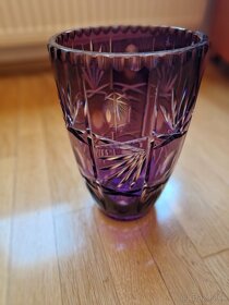 Kryštálová váza 25cm fialová,  ručná výroba - 4