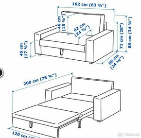 Rozkladací gauč, pohovka IKEA Vilasund, 2 miestna - 4