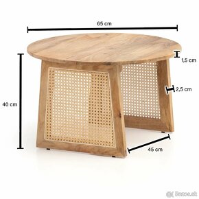 Konferenčný stolík drevo - ratan - 4