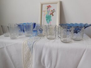 Do modra porcelán, obrusy, poháre sklo, - 4