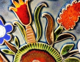 Keramika - Obraz lúčne kvety, rozmer 30,5 cm x 25,5 cm - 4