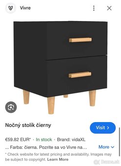 Čierny nočný stolík 2x - 4