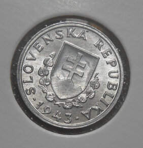 Mince: 20 Halierov 1943 UNC stav - Slovenský štát 1939-1945 - 4