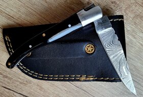 kapesní Damaškový nôž typu LAGUIOLE s koženým pouzdrem, - 4