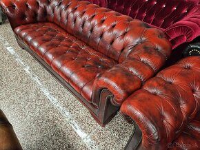 CHESTERFIELD ŠTÝL,KOŽENÁ,DVOJFAREBNÁ 3+1+1+TABURET - 4