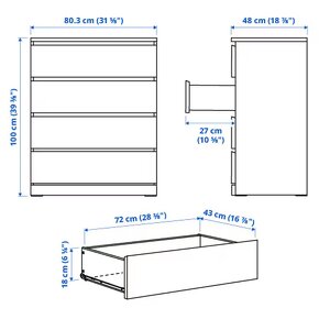 Malm Komoda so 4 zásuvkami, biela, 80x100 cm - 4