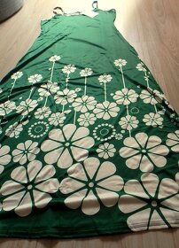 Zelené maxi šaty s bielymi kvetmi, v. M/L/XL - 4