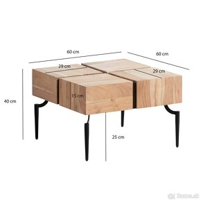 Konferenčný stolík drevený 60 x 40 cm - 4