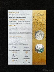 10 EURO Slovensko 2022 - Janko Kráľ  proof + pamätný list - 4