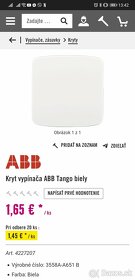 4ks - kryt vypínača ABB tango biely - 4