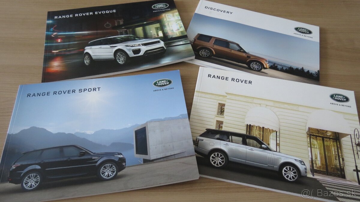 Prospekty Range Rover, Land Rover, Mini Cooper.