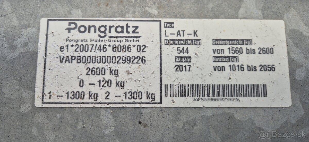 Autoprepravník Pongratz L-AT 400 T-K 2600kg