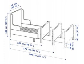 Ikea BUSUNGE ružová posteľ - takmer nová s matracom - 5