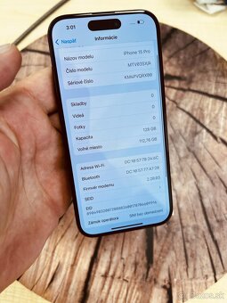 iPhone 15 pro 128 blue Titan batéria 93% top stav - 5