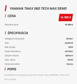 Yamaha TMAX 560 Tech Max 2024 DEMO zľava 2200€ - 5