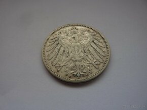 Vzácna strieborná nemecká 1 mark 1894 G - 5