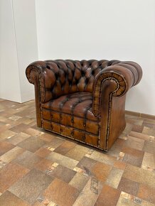 Chesterfield štýl,kožená,farba western 3+1+1 - 5