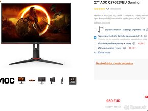 27" 1440p 165hz AOC Q27G2S/EU monitor - 5