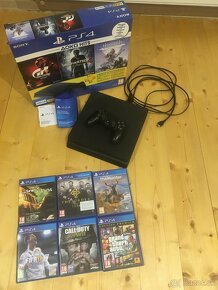 Predávam PS4 Slim + hry ako GTA COD - 5