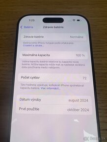 Predám iPhone 16 PRO 256GB, TOP, ZARUKA, VOLNY, 100% BAT - 5