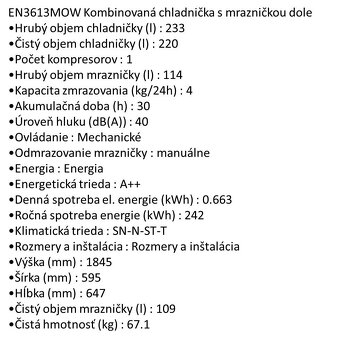 Chladnička s mrazničkou trieda A++ - 5