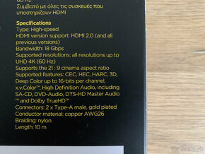 HDMI kábel 2.0, 4K, dĺžka: 10m - 5