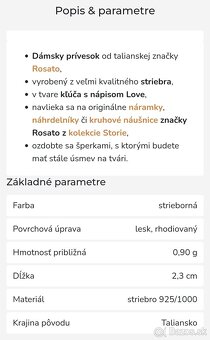 Strieborný prívesok Rosato- Kľúč - 5