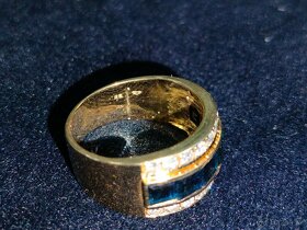 Cca 100 rocny zlaty damsky prsten Diamanty a safiry - 5