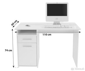 Predám biely písací stôl s odkladacím priestorom - 5