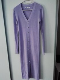 Svetríkové šaty fialové M - 5