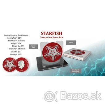 Investicne striebro mince minca Starfish - 5