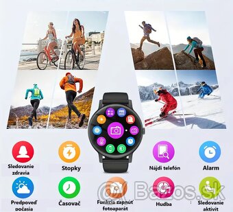 Fitness smart hodinky okrúhle, možnosť volania, čierne - 5