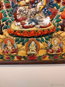 Tibetské drevo bronzová maľba - Thanka - 5