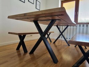 Jedálenský stôl dub masív + lavicové sedenie - 5