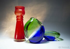 Sklenená váza, červené sklo - 5
