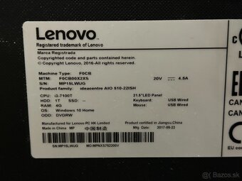 LENOVO AIO 510-22ISH - INTEL i3, 8GB RAM, 1TB HDD, INTEL HD - 5