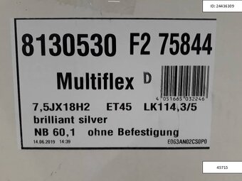 X Toyota, Suzuki alu disky 7,5 J 5x114,3 R18 ET45 1248 - 5