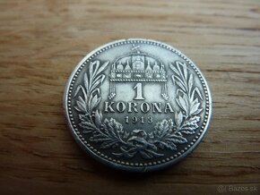 R-U Veľmi vzácna 1 koruna 1913 KB v krásnom zbierkovom stave - 5