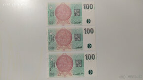 České bankovky 100Kčs 1997 UNC  s. F, G a H - 5