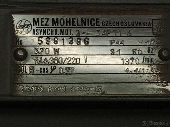 Asynchrónny motor s remenicou MEZ Mohelnice 3AP71-4, 370 W, - 5