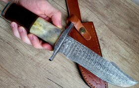 lovecký Damaškový nôž 28 cm BOWIE, ručně vyroben + pouzdro - 5