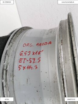 Mazda 3, 5 originál alu disky 5x114,3 R16 ET52,5 1210 - 5