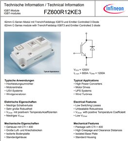 Tranzistor, IGBT modul FZ600R12KE3 (1200V/600A) - 5